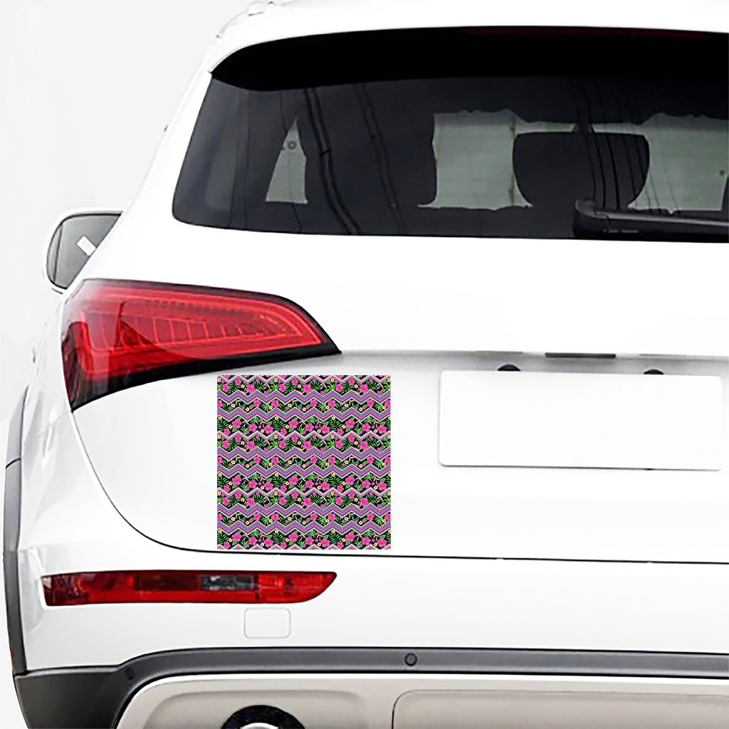 Tropical Hibiscus Flowers Aztec Print Car Sticker