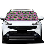 Tropical Hibiscus Flowers Aztec Print Car Windshield Snow Cover