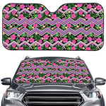 Tropical Hibiscus Flowers Aztec Print Car Windshield Sun Shade