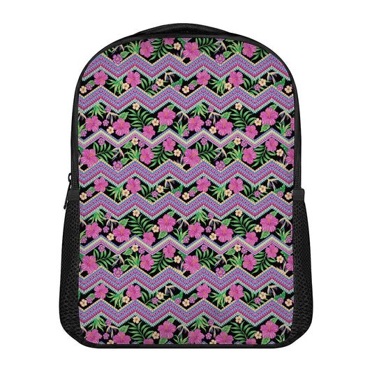 Tropical Hibiscus Flowers Aztec Print Casual Backpack