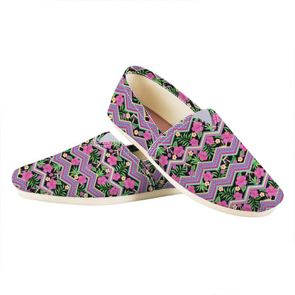 Tropical Hibiscus Flowers Aztec Print Casual Shoes
