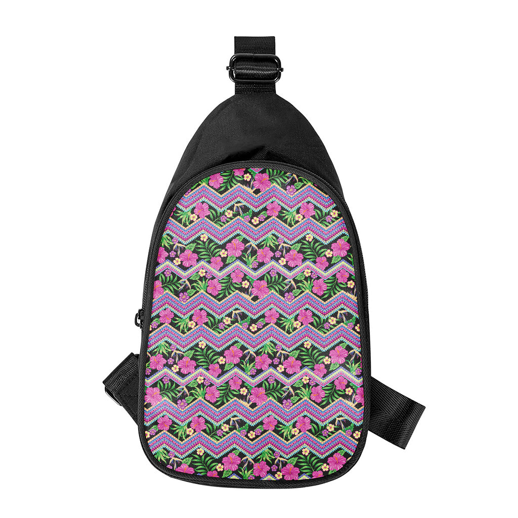 Tropical Hibiscus Flowers Aztec Print Chest Bag