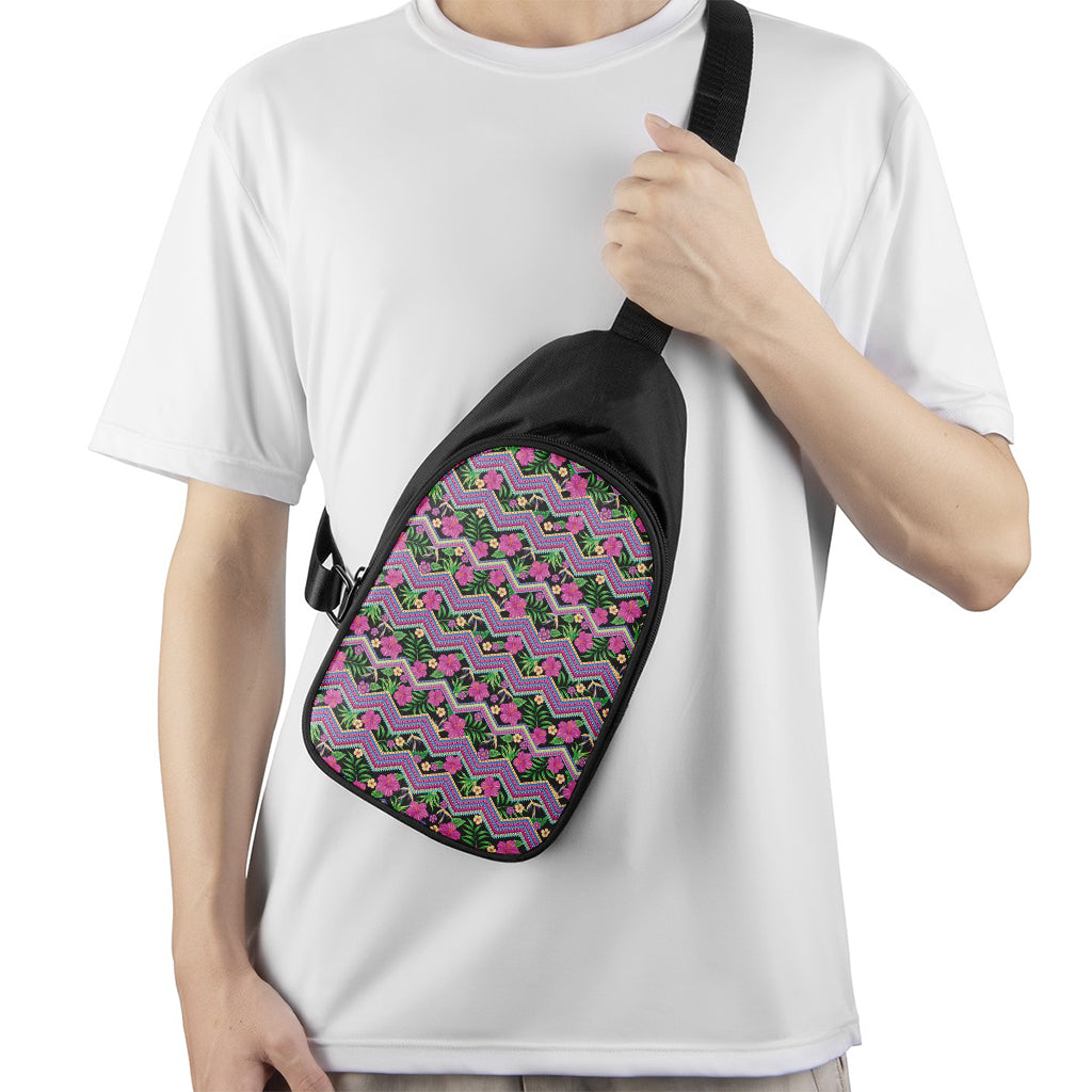Tropical Hibiscus Flowers Aztec Print Chest Bag