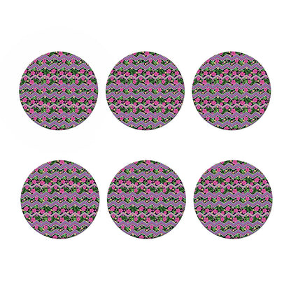 Tropical Hibiscus Flowers Aztec Print Coaster Set