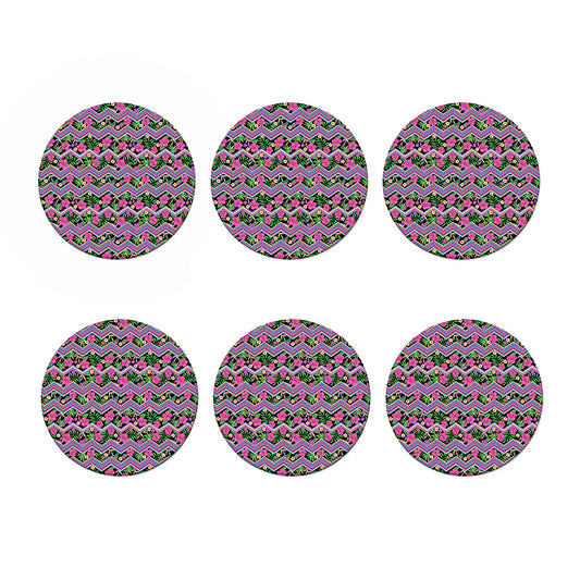 Tropical Hibiscus Flowers Aztec Print Coaster Set