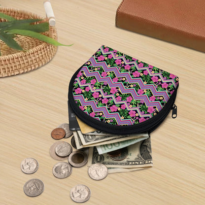 Tropical Hibiscus Flowers Aztec Print Coin Purse