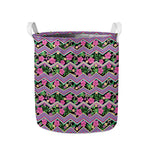 Tropical Hibiscus Flowers Aztec Print Collapsible Laundry Basket