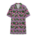 Tropical Hibiscus Flowers Aztec Print Cotton Hawaiian Shirt