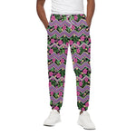 Tropical Hibiscus Flowers Aztec Print Cotton Pants