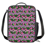 Tropical Hibiscus Flowers Aztec Print Crossbody Lunch Bag