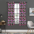 Tropical Hibiscus Flowers Aztec Print Grommet Curtain Panels