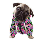 Tropical Hibiscus Flowers Aztec Print Dog Zip Up Hoodie