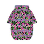 Tropical Hibiscus Flowers Aztec Print Dog Zip Up Hoodie