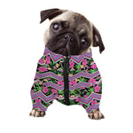 Tropical Hibiscus Flowers Aztec Print Dog Zip Up Jacket