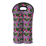Tropical Hibiscus Flowers Aztec Print Double Neoprene Wine Tote