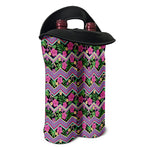 Tropical Hibiscus Flowers Aztec Print Double Neoprene Wine Tote