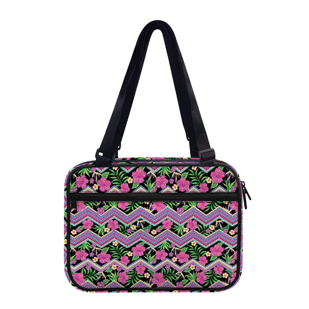 Tropical Hibiscus Flowers Aztec Print Double Strap Bible Bag