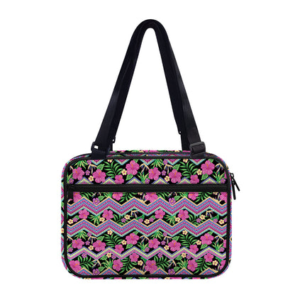 Tropical Hibiscus Flowers Aztec Print Double Strap Bible Bag