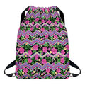 Tropical Hibiscus Flowers Aztec Print Drawstring Backpack