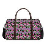 Tropical Hibiscus Flowers Aztec Print Duffle Bag