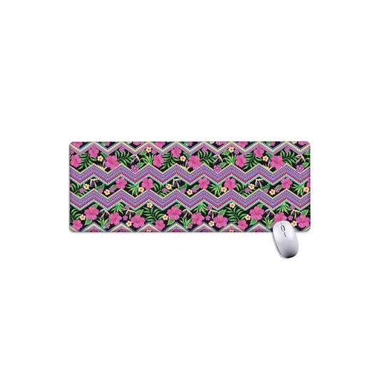 Tropical Hibiscus Flowers Aztec Print Extended Mouse Pad