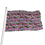 Tropical Hibiscus Flowers Aztec Print Flag