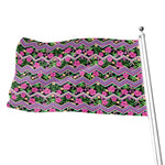 Tropical Hibiscus Flowers Aztec Print Flag
