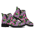 Tropical Hibiscus Flowers Aztec Print Flat Ankle Boots