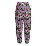 Tropical Hibiscus Flowers Aztec Print Fleece Lined Knit Pants