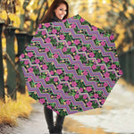 Tropical Hibiscus Flowers Aztec Print Foldable Umbrella