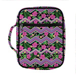 Tropical Hibiscus Flowers Aztec Print Front Pocket Bible Bag