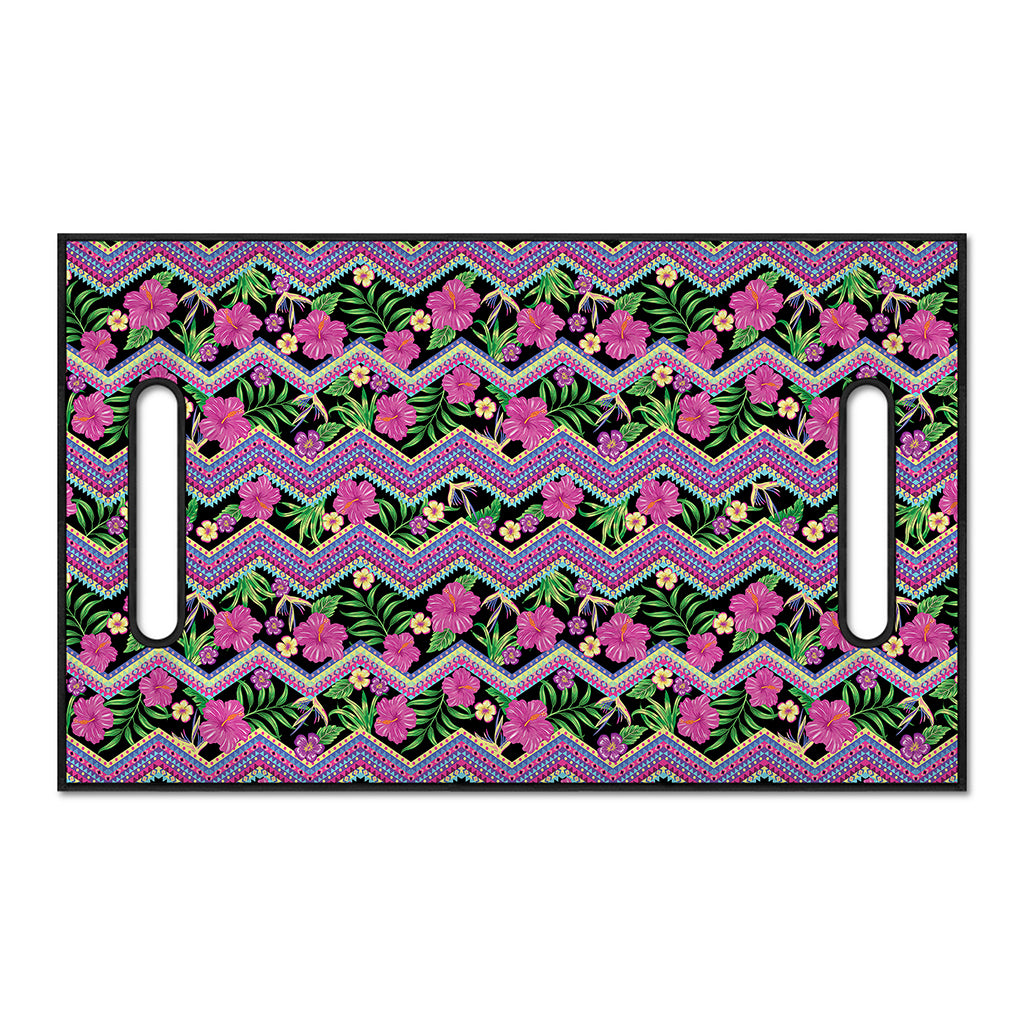 Tropical Hibiscus Flowers Aztec Print Golf Cart Seat Cover