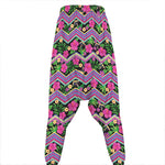 Tropical Hibiscus Flowers Aztec Print Hammer Pants
