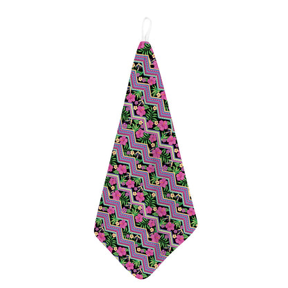 Tropical Hibiscus Flowers Aztec Print Hand Towel