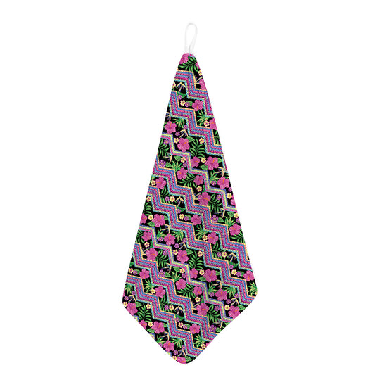 Tropical Hibiscus Flowers Aztec Print Hand Towel