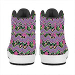 Tropical Hibiscus Flowers Aztec Print High Top Leather Sneakers