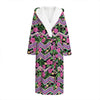 Tropical Hibiscus Flowers Aztec Print Hooded Bathrobe