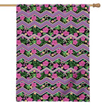 Tropical Hibiscus Flowers Aztec Print House Flag