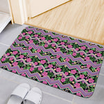 Tropical Hibiscus Flowers Aztec Print Indoor Door Mat
