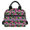 Tropical Hibiscus Flowers Aztec Print Insulated Lunch Bag