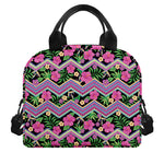 Tropical Hibiscus Flowers Aztec Print Insulated Lunch Bag