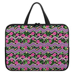 Tropical Hibiscus Flowers Aztec Print Laptop Sleeve With Handle