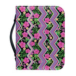 Tropical Hibiscus Flowers Aztec Print Leather Bible Cover