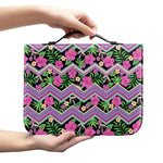 Tropical Hibiscus Flowers Aztec Print Leather Bible Cover
