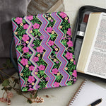 Tropical Hibiscus Flowers Aztec Print Leather Bible Cover