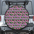 Tropical Hibiscus Flowers Aztec Print Leather Spare Tire Cover