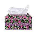 Tropical Hibiscus Flowers Aztec Print Leather Tissue Box Cover