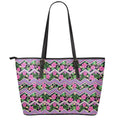 Tropical Hibiscus Flowers Aztec Print Leather Tote Bag With Zipper