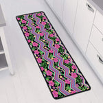 Tropical Hibiscus Flowers Aztec Print Long Kitchen Mat