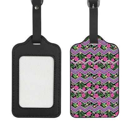 Tropical Hibiscus Flowers Aztec Print Luggage Tag